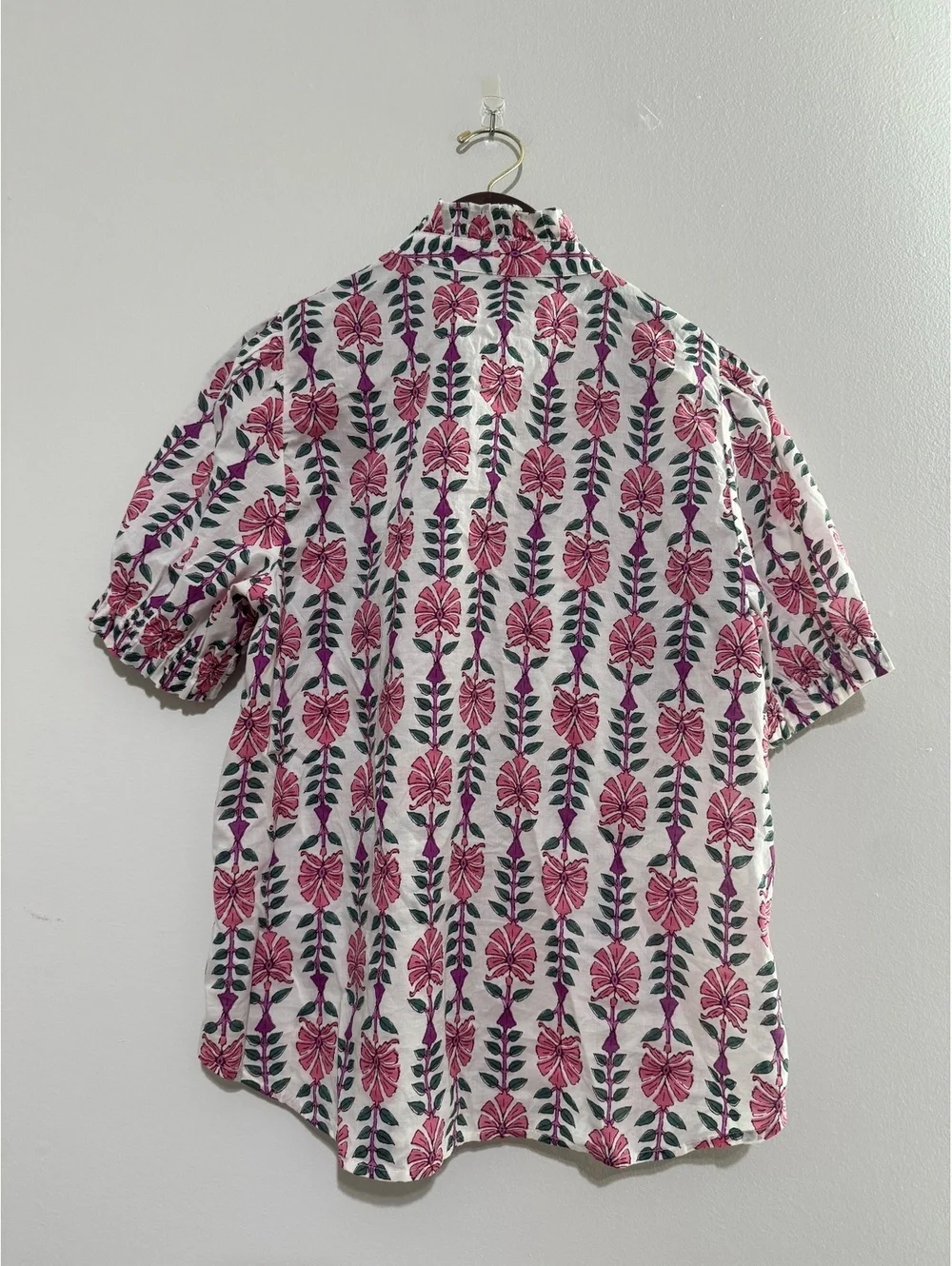 J.Crew Women's Floral Ruffle Front Button-Up Blouse Size Large